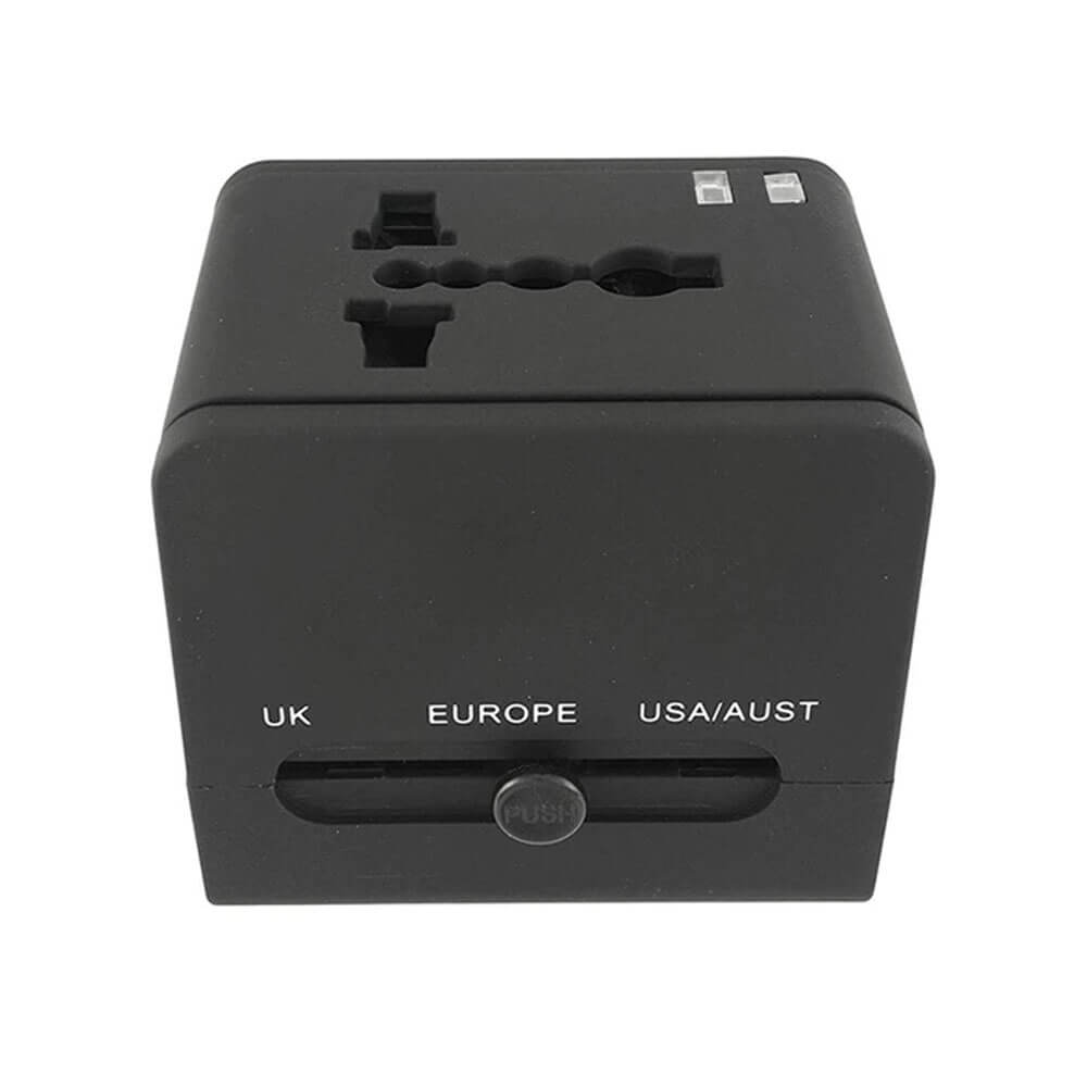 Adaptador enchufe viajes con 2 USB US AUS Europa UK